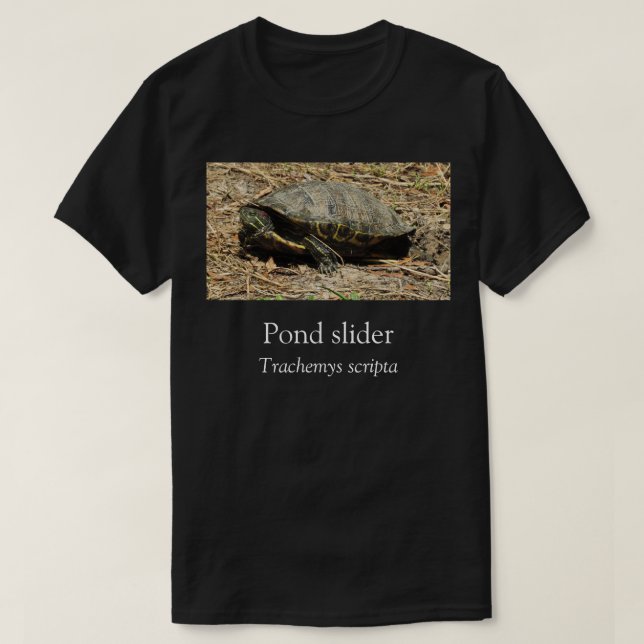 Pond Slider Turtle Black T-shirt (Design framsida)