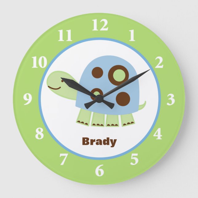 Pond Turtle Anpassningsbar Wall Clock Stor Klocka (Framsida)