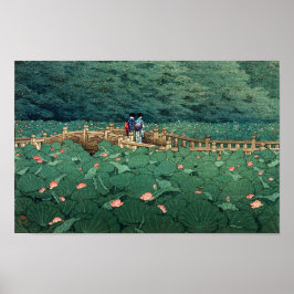 Pond vid Benten Shrine i Shiba Poster