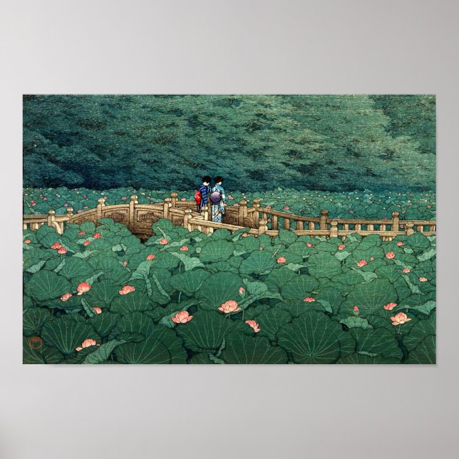 Pond vid Benten Shrine i Shiba Poster (Framsidan)