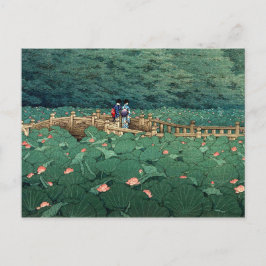 Pond vid Benton Shrine Kawase Hasui Vykort