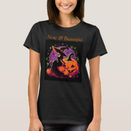 Pondering Witch Sitta på en Pumpkin T-Shirt