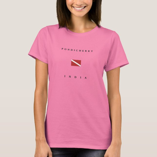 Pondicherry India Scuba Dive Flagga Tee (Framsida)