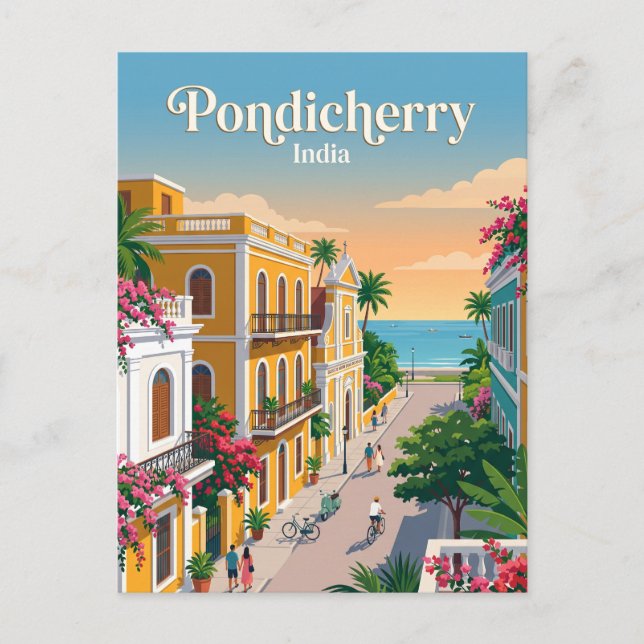 Pondicherry, Indien Vykort (Framsida)