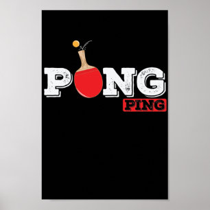Pong Ping Spieler Tischtenniskelle mit Boll Poster