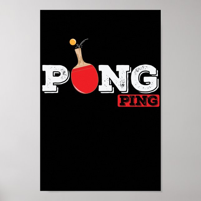 Pong Ping Spieler Tischtenniskelle mit Boll Poster (Framsidan)