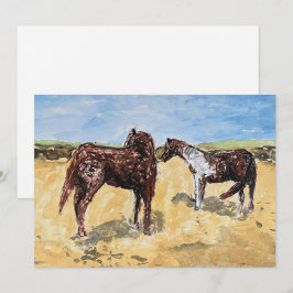 Ponier på Assateague Island Flat Helgdag Card Julkort