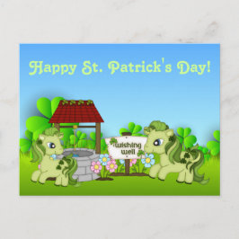 Ponies och Klöver Lycklig St. Patrick's Day Horse Vykort