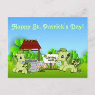 Ponies och Klöver Lycklig St. Patrick's Day Horse Vykort