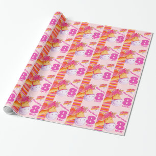 Ponnifödelsedagspresentinslag med rand för 8-åring presentpapper