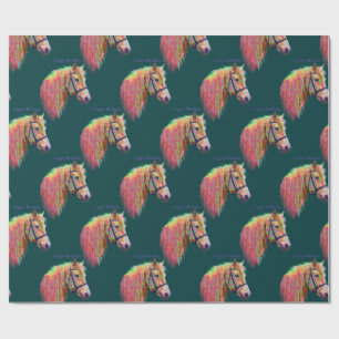 Ponny regnbågefärger. Lycklig Birthday. Presentpapper