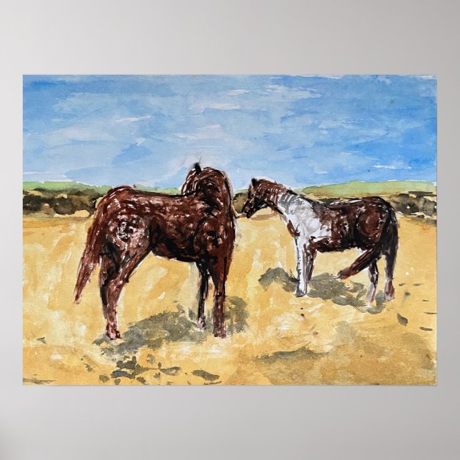 Ponnyer på Assateague Island Poster (Framsidan)
