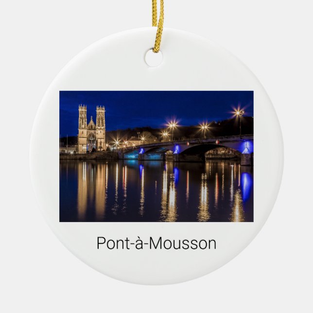 Pont a Mousson Panorama med Moselle Souvenir Julgransprydnad Keramik (Framsidan)