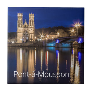 Pont a Mousson Panorama med Moselle Souvenir Kakelplatta