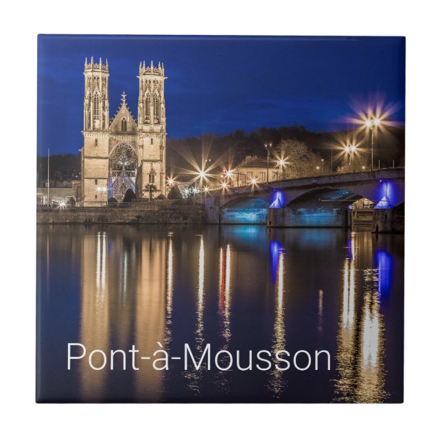 Pont a Mousson Panorama med Moselle Souvenir Kakelplatta (Framsidan)