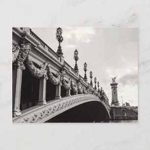 Pont Alexandre III Black and White Paris Postcard Vykort