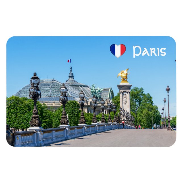 Pont Alexandre III och Grand Palais, Paris, Frankr Magnet (Horisontell)