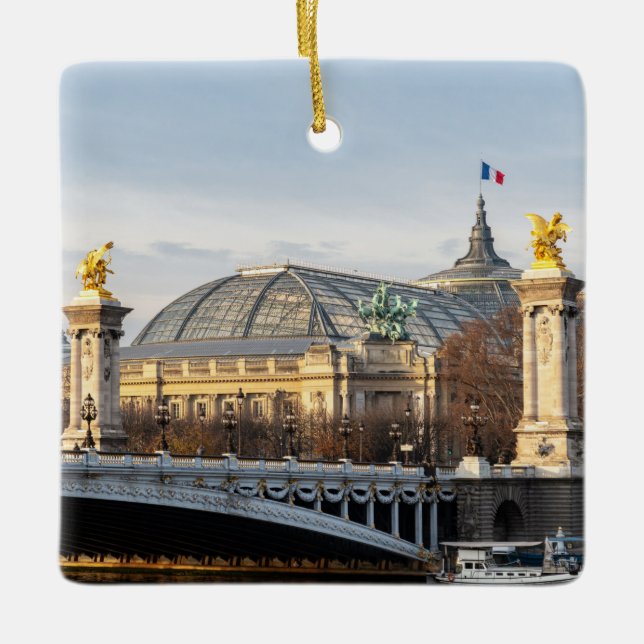 Pont Alexandre III och Grand Palais vid gyllene ti Julgransprydnad Keramik (Framsida)