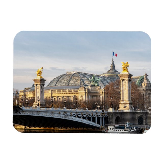 Pont Alexandre III och Grand Palais vid gyllene ti Magnet (Horisontell)