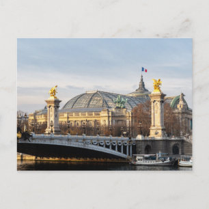 Pont Alexandre III och Grand Palais vid gyllene ti Vykort