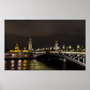 Pont Alexandre III och ogiltigt på natten Poster