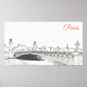Pont Alexandre III on Seine River - Paris Frankrik Poster