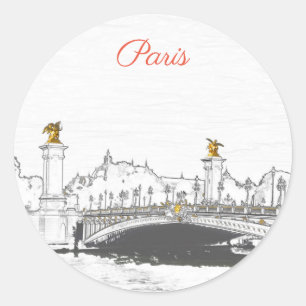 Pont Alexandre III on Seine River - Paris Frankrik Runt Klistermärke
