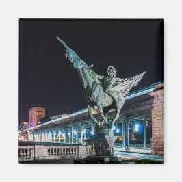 Pont de Bir-Hakeim nattetid - Paris, Frankrike Magnet