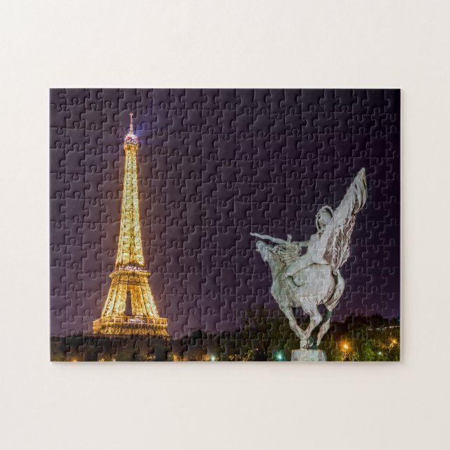 Pont de Bir-Hakeim nattetid - Paris, Frankrike Pussel (Horisontell)