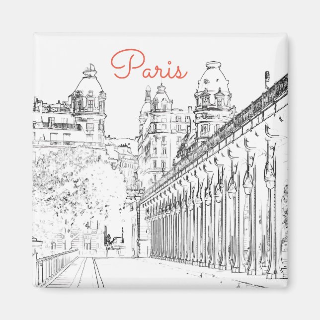 Pont de Bir-Hakeim över Seine - Paris, Frankrike Magnet (Framsidan)