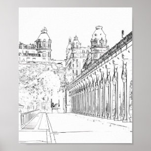 Pont de Bir-Hakeim över Seine - Paris, Frankrike Poster