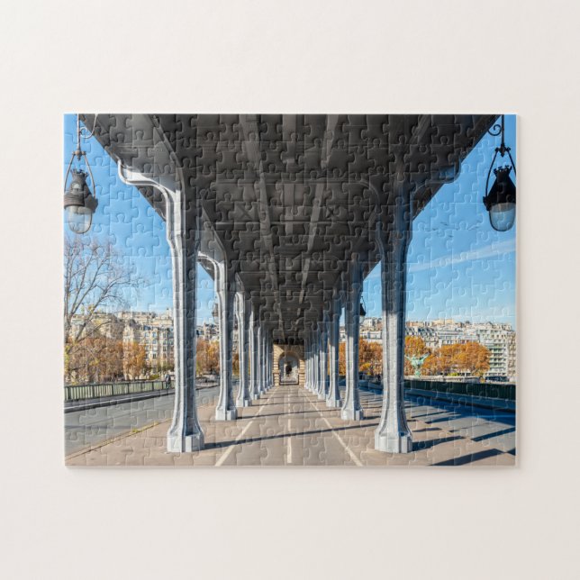 Pont de Bir-Hakeim över Seine - Paris, Frankrike Pussel (Horisontell)