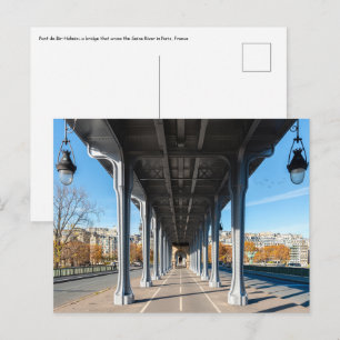 Pont de Bir-Hakeim över Seine - Paris, Frankrike Vykort