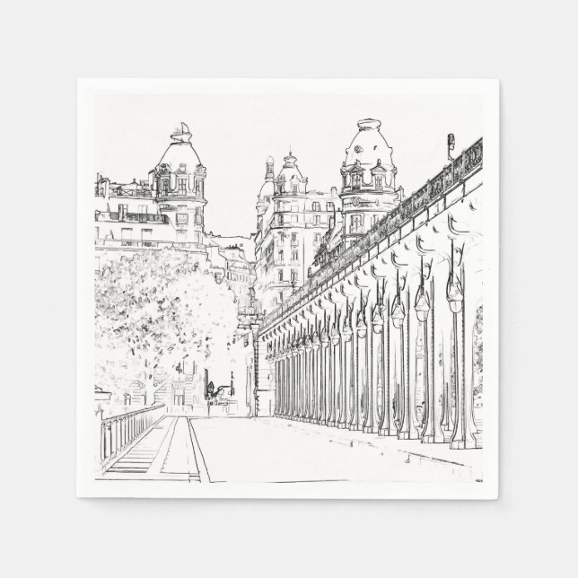 Pont de Bir-Hakeim - Paris, Frankrike Pappersservett (Framsidan)