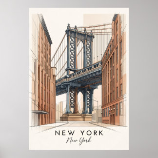 Pont de Brooklyn New York | Affiche d'Art Urbain Poster