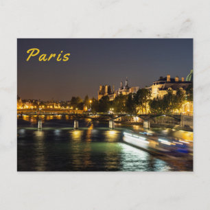 Pont des artits at nattfall - Paris, Frankrike Vykort