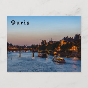 Pont des artits at nattfall - Paris, Frankrike Vykort