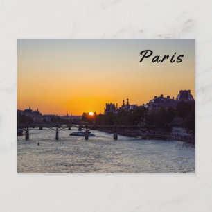 Pont des artits at sunset - Paris, Frankrike Vykort