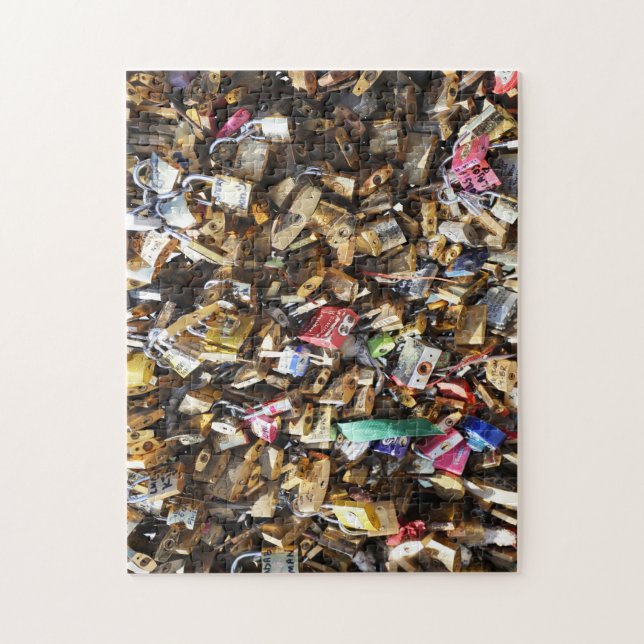 Pont des Arts Kärlek Locks Paris. Jigszle Puzzle Pussel (Vertikal)