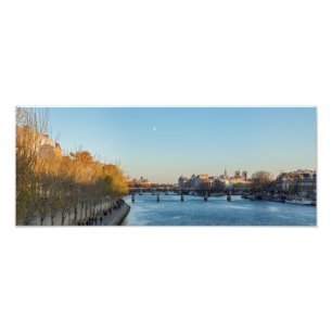 Pont des Arts och Ile de la Cite - Paris, Frankrik Fototryck