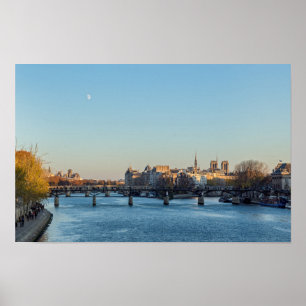 Pont des Arts och ile de la Cite - Paris, Frankrik Poster