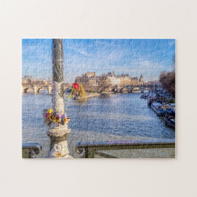 Pont des Arts på Alla hjärtans dag - Paris, Frankr Pussel (Horisontell)
