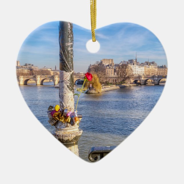 Pont des Arts på Alla hjärtans dag - Paris Julgransprydnad Keramik (Framsidan)