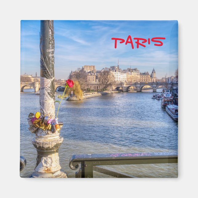Pont des Arts på Alla hjärtans dag - Paris Magnet (Framsidan)