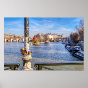Pont des Arts på Alla hjärtans dag - Paris Poster