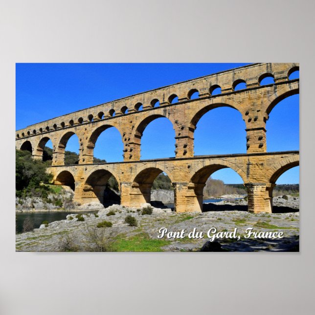 Pont du Gard Bridge Frankrike Photo 97 Poster (Framsidan)