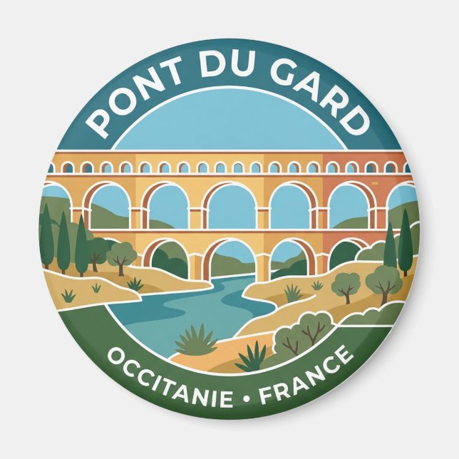 Pont du Gard Frankrike Magnet (Framsidan)