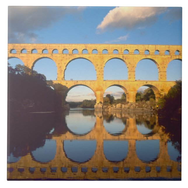 Pont du Gard, Gardonfloden, Gard, Languedoc, Kakelplatta (Framsidan)