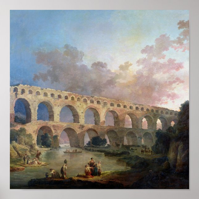 Pont du Gard, Nimes, 1786 Poster (Framsidan)