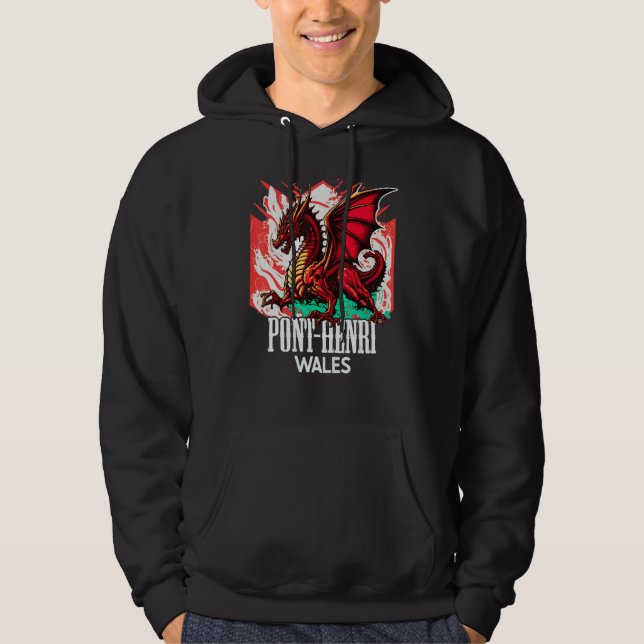 Pont henri Wales Welsh Flag Y Ddraig Goch Dragon Hoodie (Framsida)